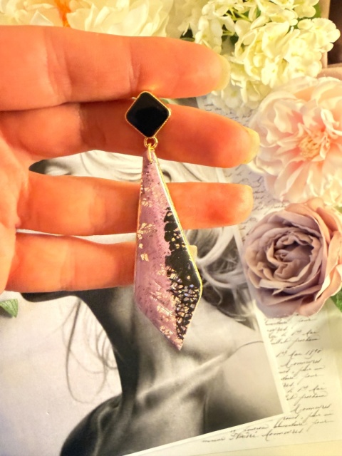 Długie Kolczyki "Fioletowa Noc"Głęboki Fiolet & Czerń |LEKKIE|StylDarkGlam