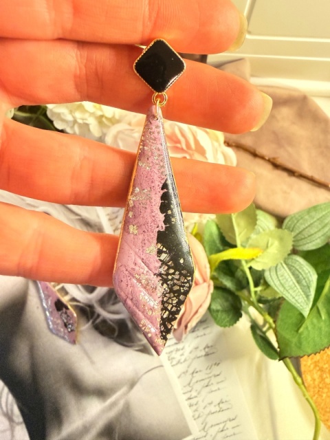 Długie Kolczyki "Fioletowa Noc"Głęboki Fiolet & Czerń |LEKKIE|StylDarkGlam