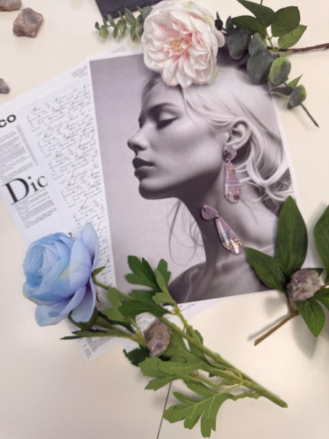 Kolczyki LILA MARMUR Złoto | Rękodzieło Glina Polimerowa | NOWOCZESNE