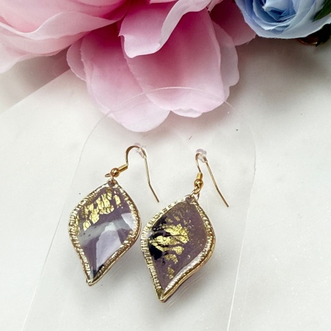 Eleganckie Kolczyki "Dymny Ametyst" Gliny Polimerowa Unikatowa Biżuteria