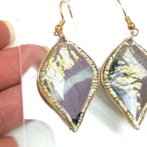 Eleganckie Kolczyki "Dymny Ametyst" Gliny Polimerowa Unikatowa Biżuteria