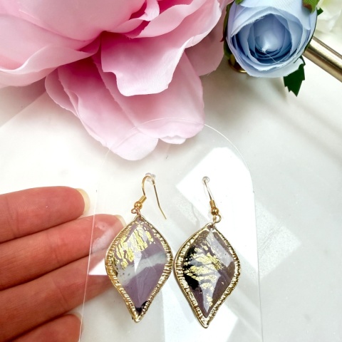 Eleganckie Kolczyki "Dymny Ametyst" Gliny Polimerowa Unikatowa Biżuteria