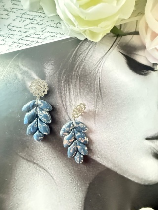 Kolczyki Handmade "Granatowy Kłos" | Ażurowe Srebro |Lekkie i Eleganckie