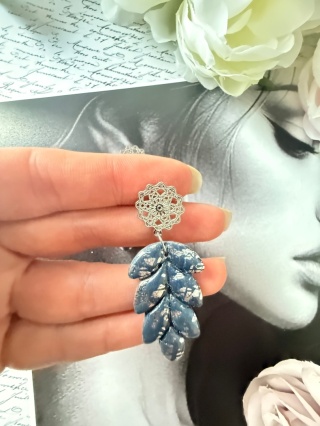 Kolczyki Handmade "Granatowy Kłos" | Ażurowe Srebro |Lekkie i Eleganckie