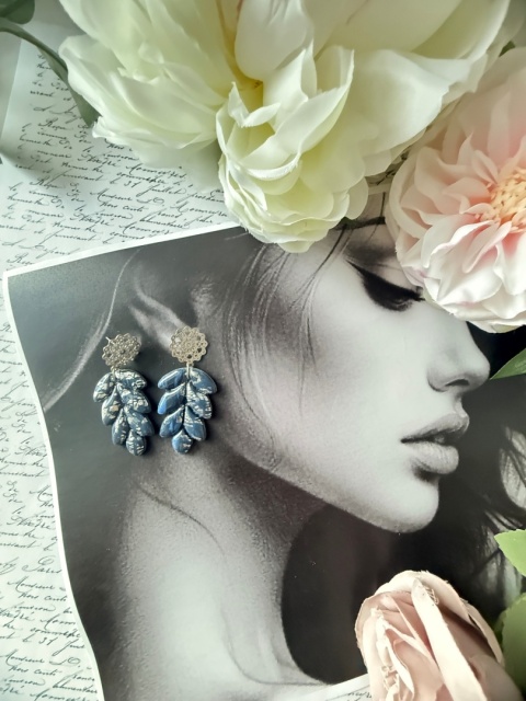 Kolczyki Handmade "Granatowy Kłos" | Ażurowe Srebro |Lekkie i Eleganckie