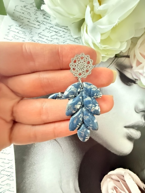 Kolczyki Handmade "Granatowy Kłos" | Ażurowe Srebro |Lekkie i Eleganckie