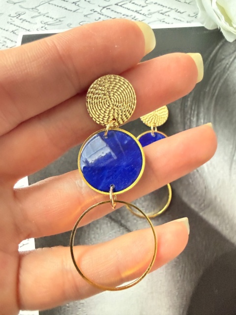 Kolczyki koła złoto i niebieski