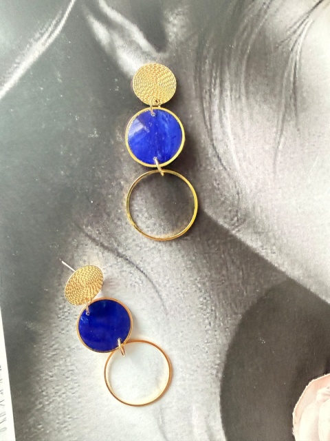 Kolczyki koła złoto i niebieski