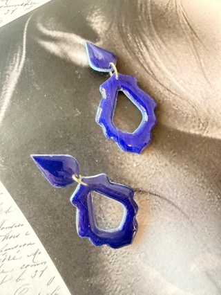 Kolczyki "Królewski Błękit" Orientalny Kształt | Intensywny Blue | Lekkie