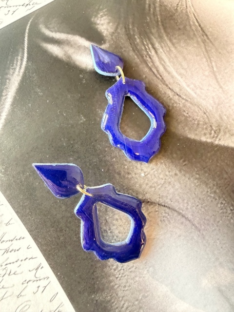 Kolczyki "Królewski Błękit" Orientalny Kształt | Intensywny Blue | Lekkie