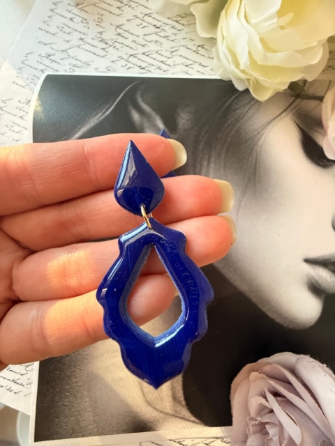 Kolczyki "Królewski Błękit" Orientalny Kształt | Intensywny Blue | Lekkie