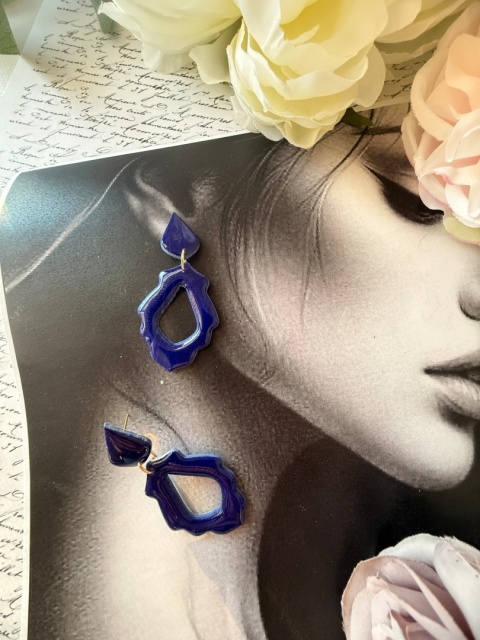 Kolczyki "Królewski Błękit" Orientalny Kształt | Intensywny Blue | Lekkie