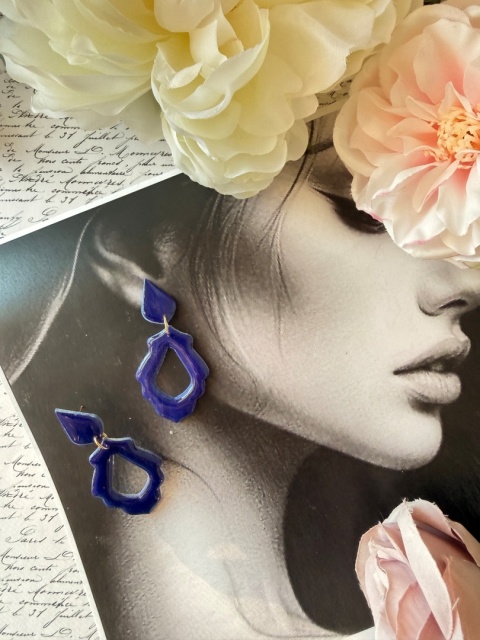 Kolczyki "Królewski Błękit" Orientalny Kształt | Intensywny Blue | Lekkie