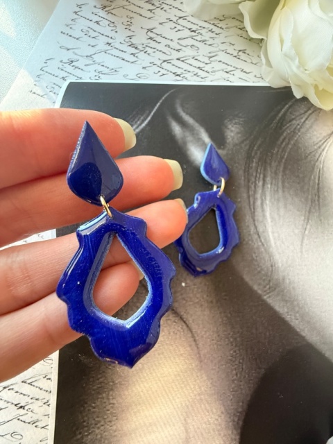 Kolczyki "Królewski Błękit" Orientalny Kształt | Intensywny Blue | Lekkie