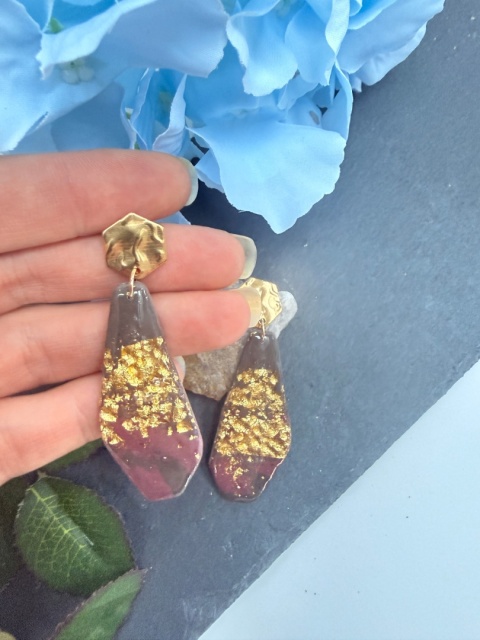 Kolczyki Rubinowy Bursztyn