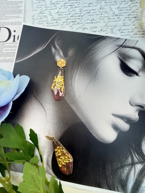 Kolczyki Rubinowy Bursztyn