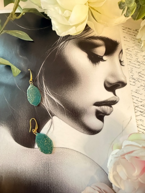 Kolczyki"Lazurowy Ornament" |Rękodzieło|Turkus&Złoto| Wyjątkowo LEKKIE