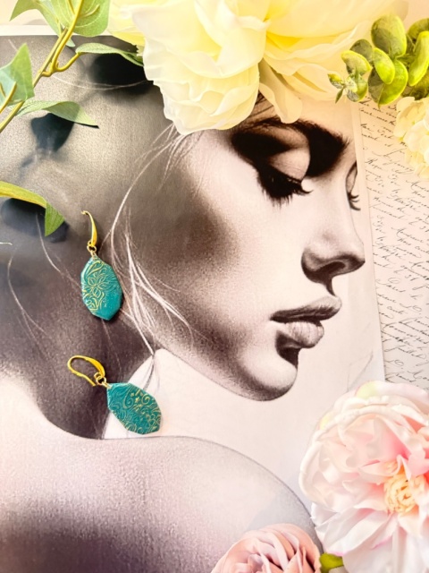 Kolczyki"Lazurowy Ornament" |Rękodzieło|Turkus&Złoto| Wyjątkowo LEKKIE