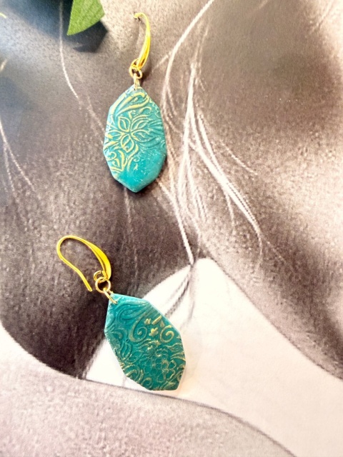 Kolczyki"Lazurowy Ornament" |Rękodzieło|Turkus&Złoto| Wyjątkowo LEKKIE