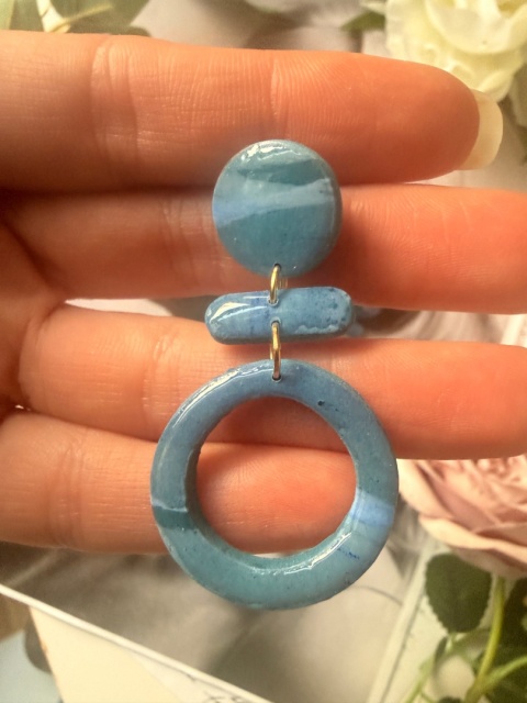 Minimalistyczne Kolczyki "Lazurowe Koła" | Rękodzieło | Wyjątkowo LEKKIE