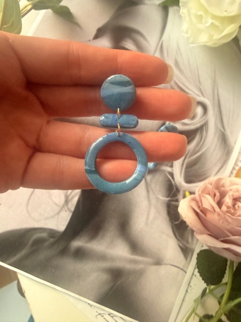 Minimalistyczne Kolczyki "Lazurowe Koła" | Rękodzieło | Wyjątkowo LEKKIE