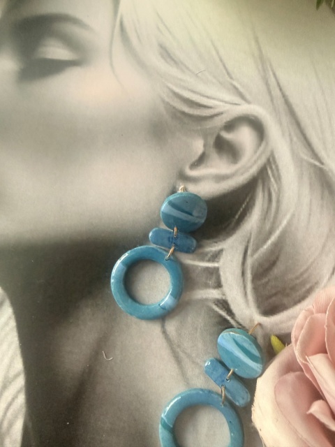 Minimalistyczne Kolczyki "Lazurowe Koła" | Rękodzieło | Wyjątkowo LEKKIE