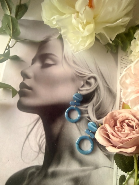 Minimalistyczne Kolczyki "Lazurowe Koła" | Rękodzieło | Wyjątkowo LEKKIE