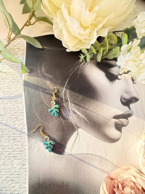 Wyjątkowe Kolczyki "Turkusowy Listek" |Rękodzieło YourLoo