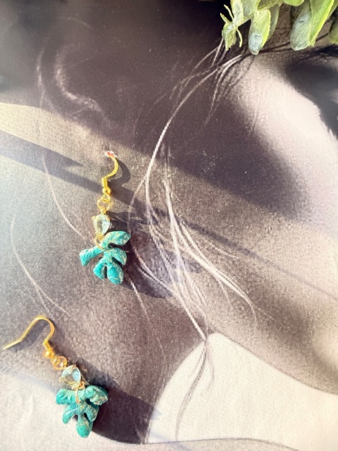 Wyjątkowe Kolczyki "Turkusowy Listek" |Rękodzieło YourLoo