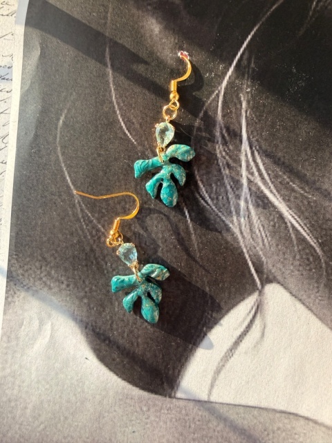 Wyjątkowe Kolczyki "Turkusowy Listek" |Rękodzieło YourLoo