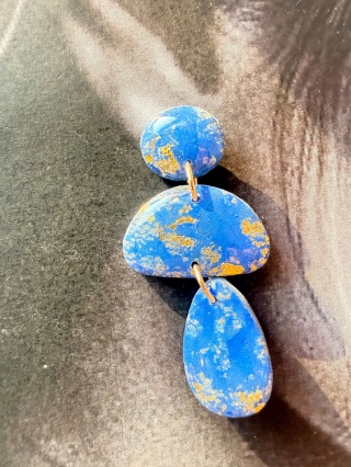 Niebieskie Kolczyki YourLook | Royal Blue & Gold Abstract | Handmade