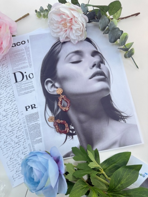 Ręcznie Robione Kolczyki"Bordowa Koronka"|Glina Polimerowa|Ażurowy Kształt